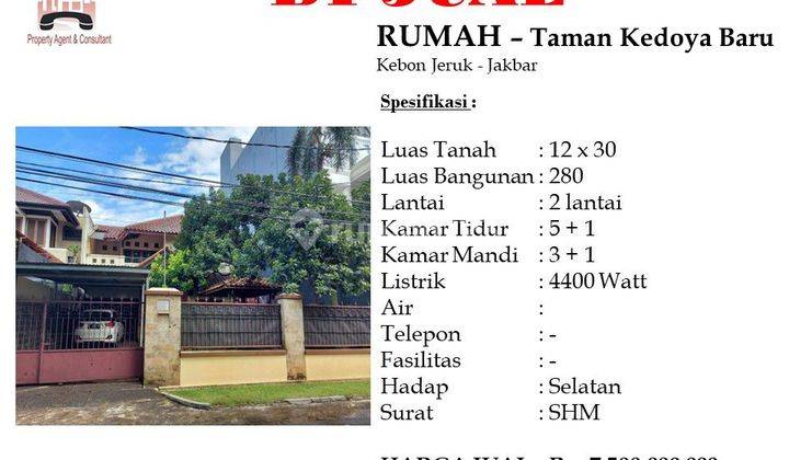 DIJUAL Rumah Bagus 2 Lantai di Taman Kedoya Baru 1