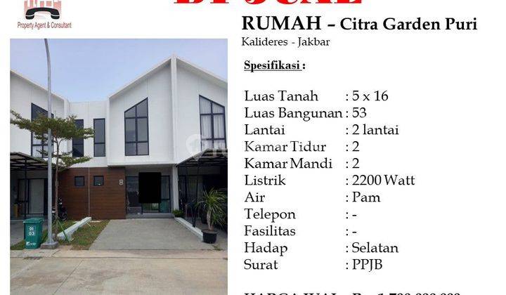 DIJUAL Rumah Baru 2 Lantai di Citra Garden Puri 1