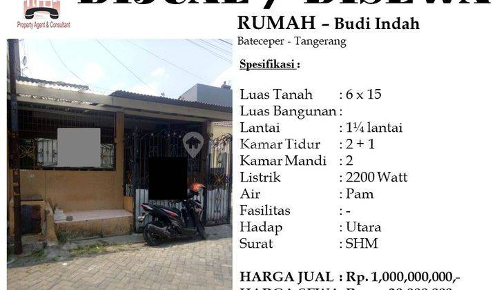 DIJUAL DAN DISEWA Rumah di Budi Indah hadap Utara 1