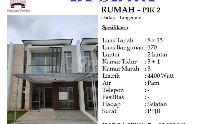 DISEWA Rumah 2 Lantai di PIK 2 Cluster Atlanta 1