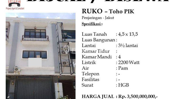 DIJUAL / DISEWA Ruko Bagus di Toho PIK 60,75 m 1