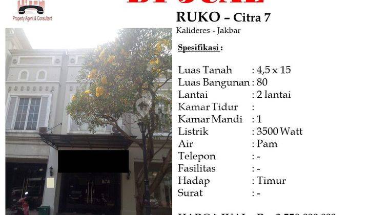 DIJUAL Ruko Bagus 2 lantai di Citra 7 HGB 1