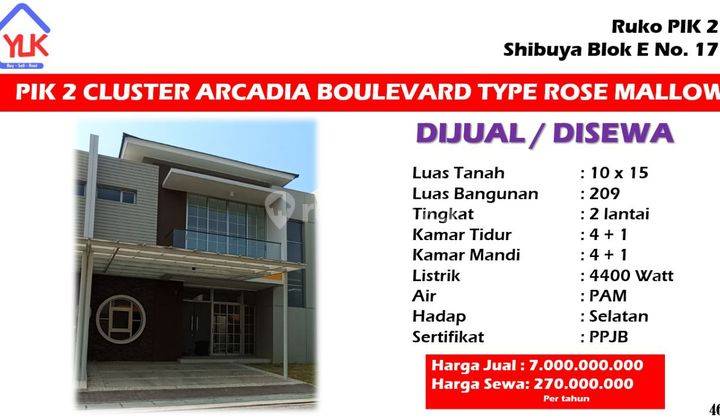 DIJUAL / DISEWA Rumah 2 Lantai di Arcadia Boulevard  1