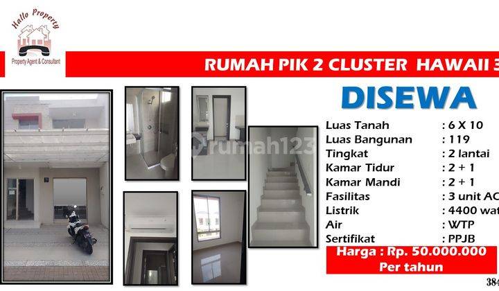 DISEWA rumah Baru 2 Lantai di PIK 2 cluster Hawai 3 uk. 6 x 10 1