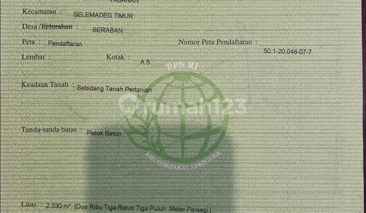 Land with Views of Rice Fields & Sea in Baraban Area, Tabanan