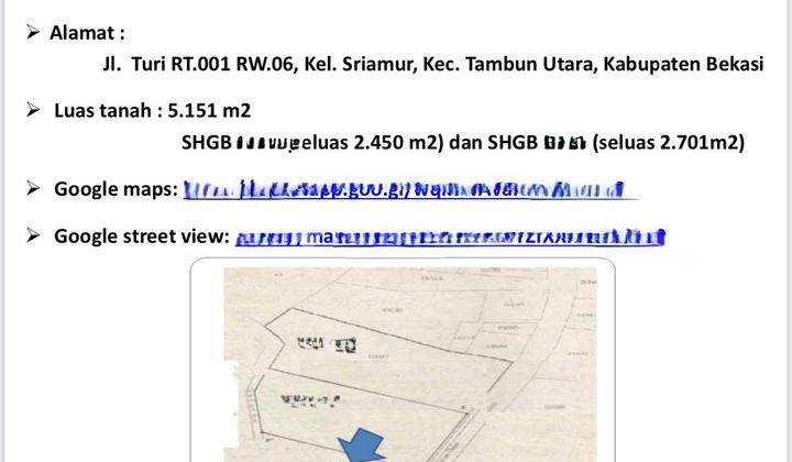 Dijual Cepat dan Murah Tanah Tepi Jalan utama Turi, Tambun Utara , Bekasi , 2