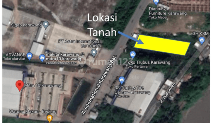 Dijual Tanah Jalan Utama Karawang Barat Dekat Mitra 10 ,Hotel Jabar 1