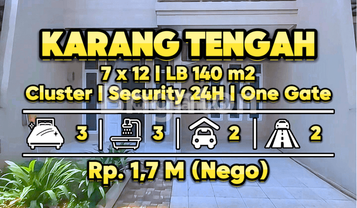 Rumah Baru Lebar 7 di dalam Cluster, Karang Tengah, dekat Greenlake 1