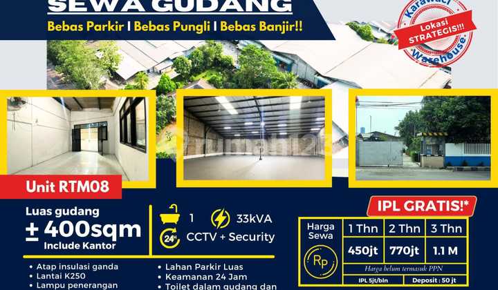 IPL GRATIS! Disewakan Gudang Bebas Parkir Bebas Pungli Bebas Banjir di Karawaci Warehouse