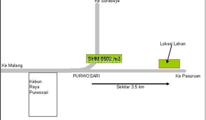 Tanah di Purwosari strategis di jln raya Purwosari - Pasuruan 2