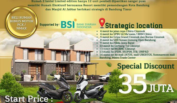 PROMO RUMAH CLUSTER MURAH BANDUNG TIMUR VIEW MASJID AL JABBAR 1