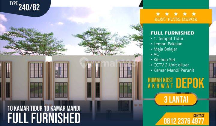 KOS KOSAN UI DEPOK | JUAL RUMAH KOS KOSAN DI UI KUKUSAN BEJI DEPOK 3 LANTAI PLUS ROOFTOP 10 KAMAR TIDUR 10 KAMAR MANDI FULL FURNISHED DEKAT KAMPUS UNIVERSITAS INDONESIA AREA SELATAN JAKARTA 1