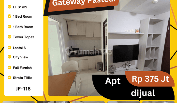 Jual Apartment 1 Kamar Full Furnish di Gateway Pasteur 1