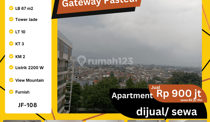 Dijual Apartment 3 Kamar Siap Huni di Gateway Pasteur Lt 10 1