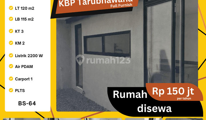 Disewakan Rumah Baru Siap Huni di Kbp Tarubhawana 1