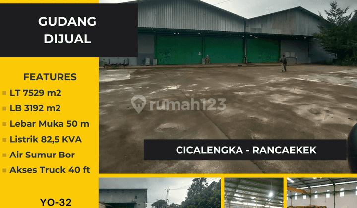 Dijual Gudang Pabrik Lebar Muka 50 mtr di Cicalengka Rancaekek 1
