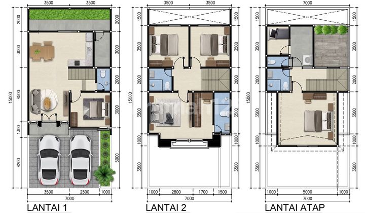 Rumah 3 Lantai Luas 72 Sd 181 M2 Dlm Cluster Di Bambu Apus 2
