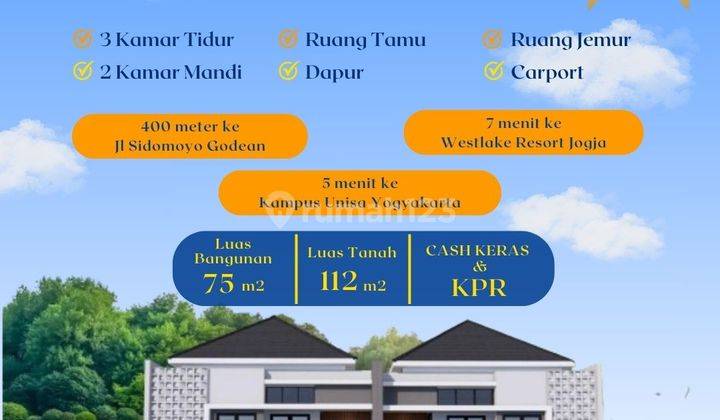 Rumah Mewah 3 Kamar Tidur Akses Lebar di Jl. Sidomoyo, Godean 1