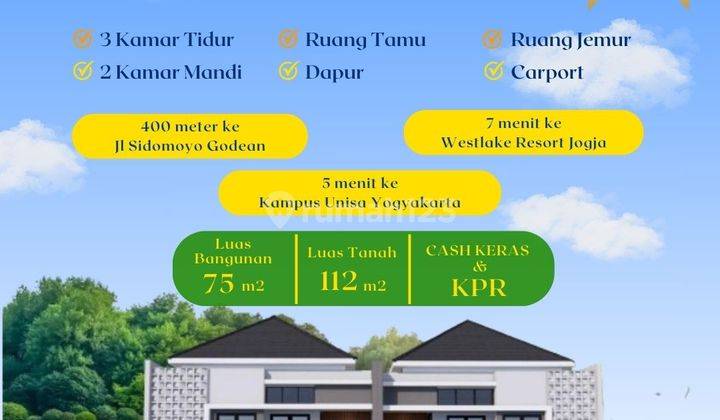 Rumah Bagus Modern Luas 75 M2 di Jl Godean Km 7 1