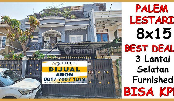 Rumah Taman Palem Lestari 8x15 3 lantai Furnished . Selatan  1