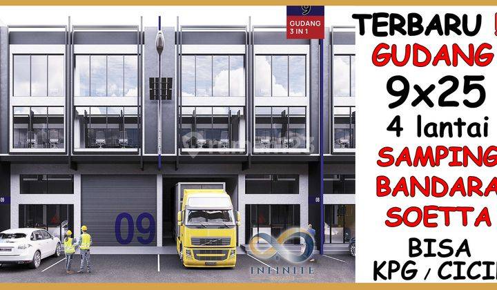 Gudang Kantor Benda 9x25 Full Bangunan . Bisa Kpg Atau Cicilan Harga Termurah Dekat Bandara . Komplek Pergudangan Duta Indah Starhub 1