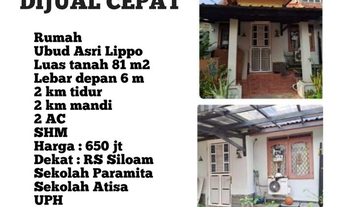 Rumah siap huni di Ubud asri Lippo Tangerang 