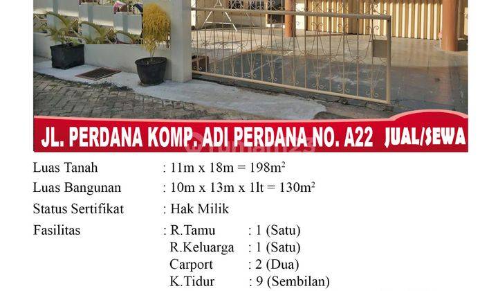 Disewakan Rumah Jl. Perdana, Dekat Mega Mal , Strategis, Pusat Kota 2
