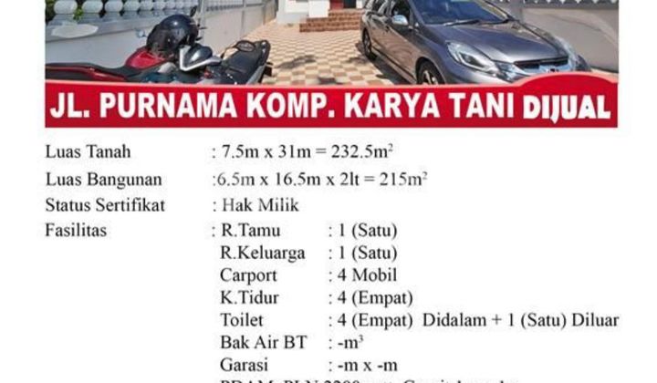 FOR SALE NEW HOUSE TYPE 200 PURNAMA/KARYA TANI STREET 2