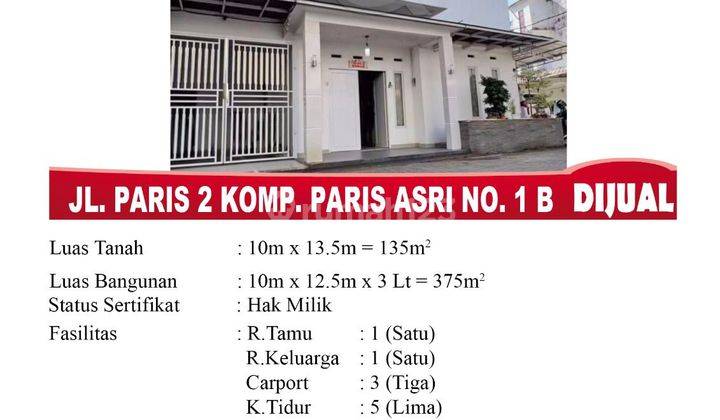 DIJUAL RUMAH BAGUS TIPE 300 JALAN PARIS2  2