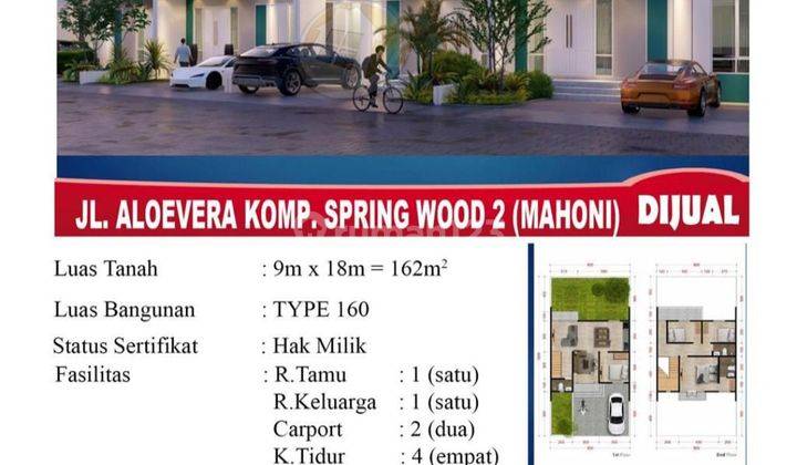 DIJUAL RUMAH BARU SPRINGWOOD2 JL. ALOEVERA, BISA CICIL KE DEVELOPER 5 THN 2