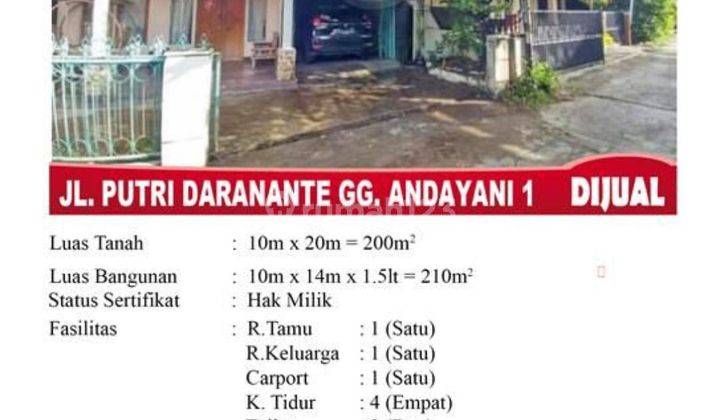 DIJUAL RUMAH LUAS HARGA MIRING JALAN PUTRIDARANANTE 2