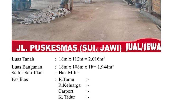 DISEWAKAN GUDANG JL. PUSKESMASSUI JAWI 2