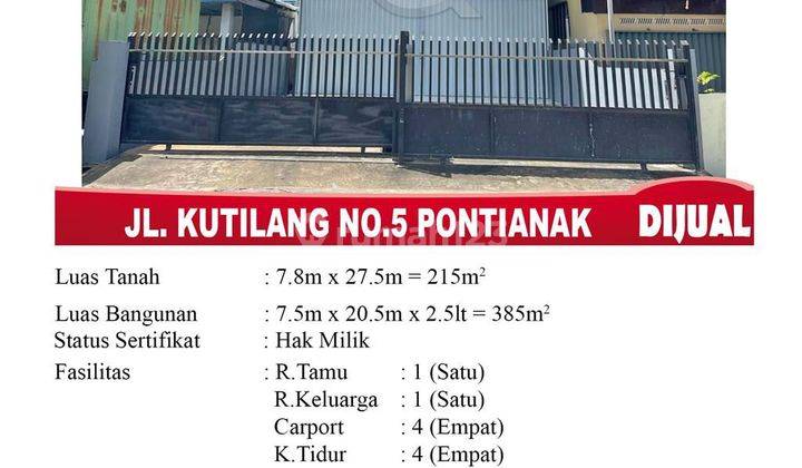 Dijual Ruko Tepi Jalan Kutilang 2