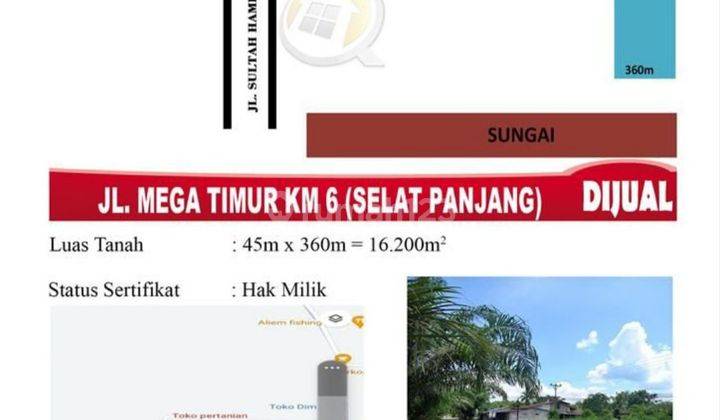 DIJUAL TANAH   TEPI JL. MEGA TIMUR(SELAT PANJANG) , LOKASI BERKEMBANG DEKAT DERMAGA  2