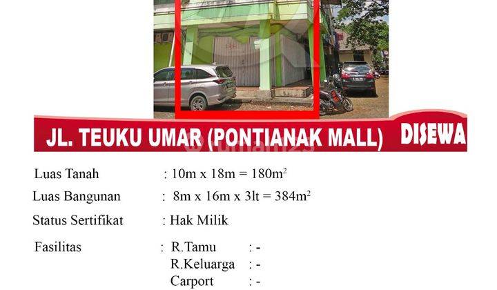 Disewakan Ruko Strategis Jl. Teuku Umar 2