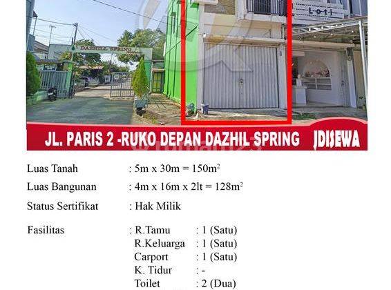 Dijual Ruko Hook Strategis Jl.paris 2,siap Pakai 1