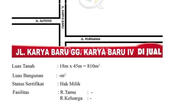 DIJUAL TANAH SIAP BANGUN JL. KARYA BARU IV, STRATEGIS 2