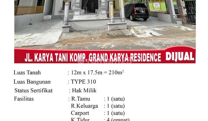 Dijual Rumah Hook Furnish Jl. Karya Tani .  2