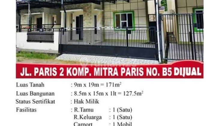 Disewakan Rumah Cluster Siap Huni Jl.paris 2 2