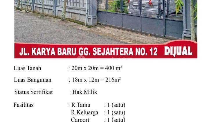 Dijual Rumah Beton Siap Huni Jl. Karya Baru 2