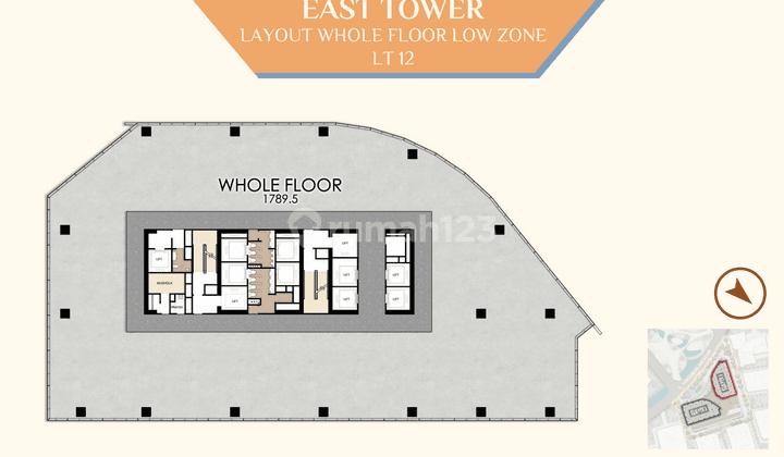 Menara Syariah Whole Floor 1789,5 M2 Bare Brand New Low Zone 1