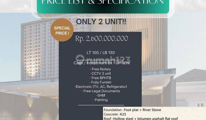 Rumah Kontemporer 3 Kamar Tidur Fully Furnished Di Tukad Balian 2