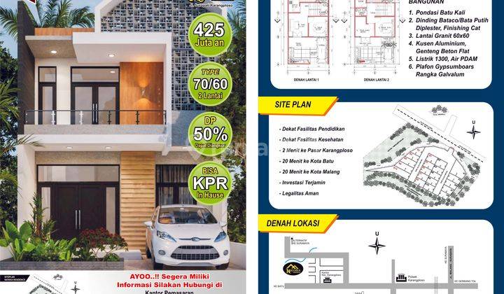 Rumah Premium 2lt Strategis 200meter Dr Poros Jalan Raya Sby Batu 2