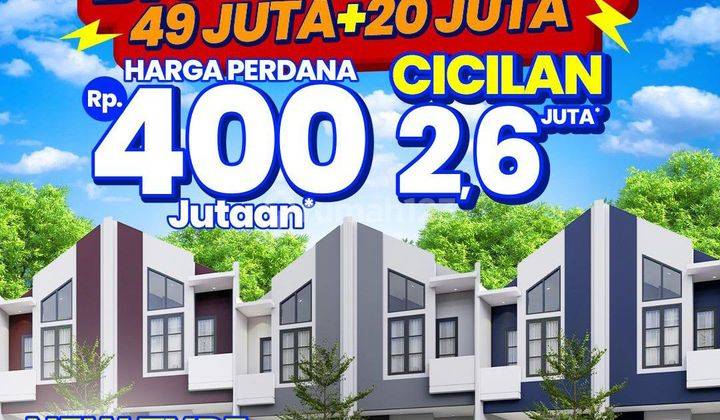 Rumah Serpong 430 Juta (4 Km Stasiun) 2 Lantai 40/50  Btn 2,6 Jt/Bln  1