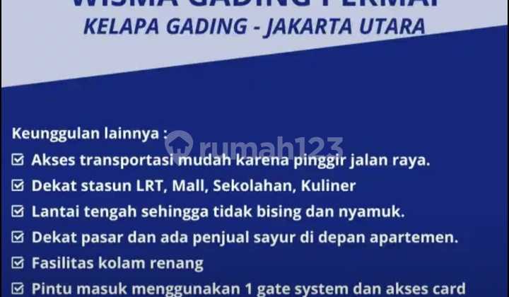APARTEMEN WISMA GADING PERMAI! JUAL,BISA NEGO. 004 2
