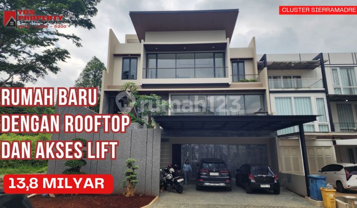 Rumah Baru dengan Akses Lift & Lantai Marmer || Rooftop Luas || View Gunung Salak || 13,8 Milyar || Sierramadre Sentul City