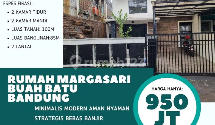 rumah di margasari buah batu kota bandung minimalis modern siap huni bebas banjir