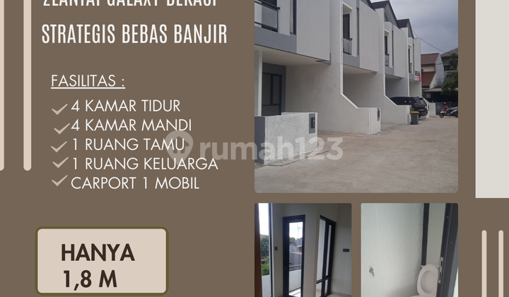 Rumah Baru 2Lt di Galaxy Bekasi Siap Huni Bebas Banjir
