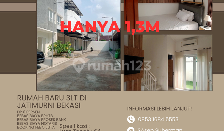 Rumah Baru 3Lt di Jatimurni Bekasi Dp0% Siap Huni Bebas Banjir Rumah Baru 3Lt di Jatimurni Bekasi Dp0% Siap Huni Bebas Banjir