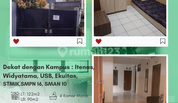 Rumah/Kosan Sh Strategis 3Lantai Dkt Jl. Suci Cikutra Bandung